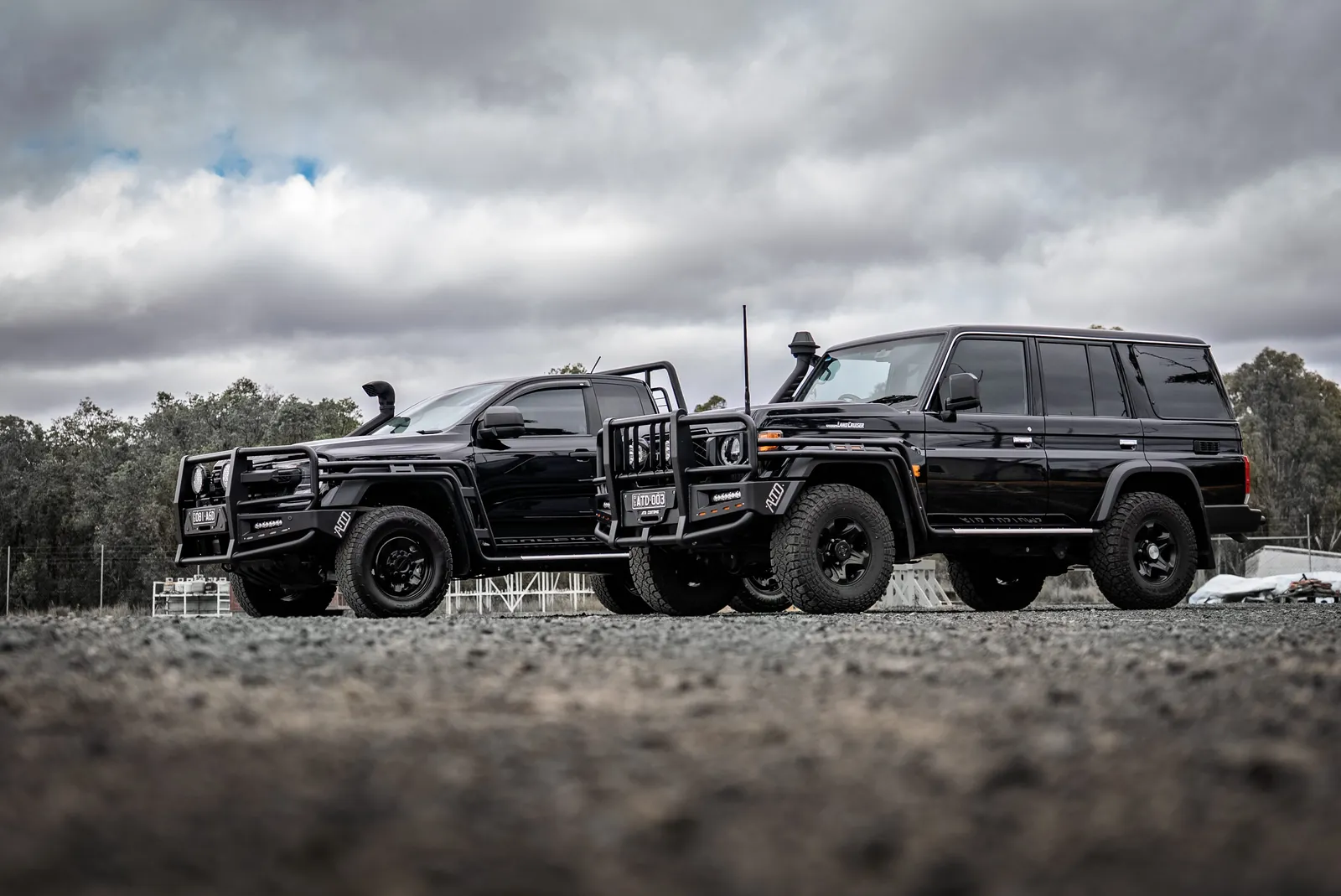 Black customised vehicles photographed for ATD Customs